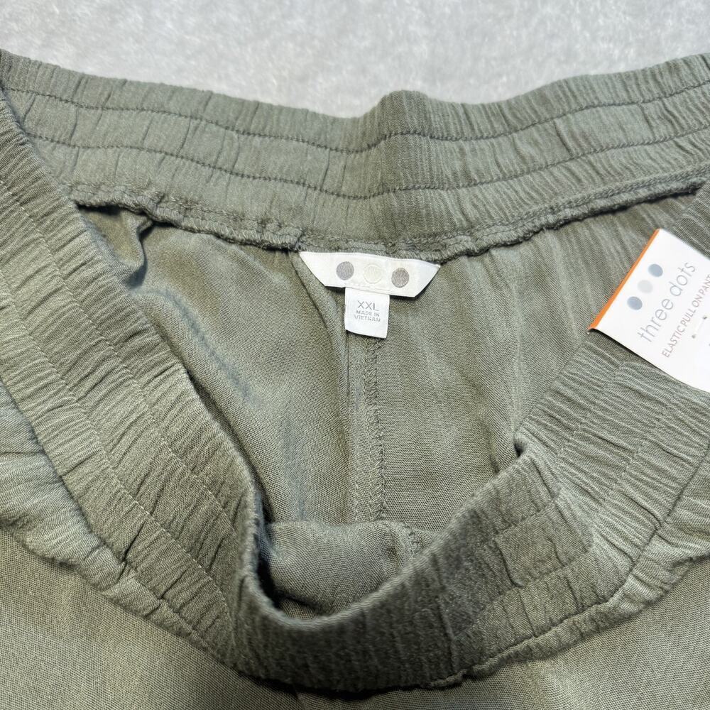 Three Dots Pants Womens XXL Green Elastic Pull On Wide Leg Pockets Rayon NWT - Picture 11 of 12